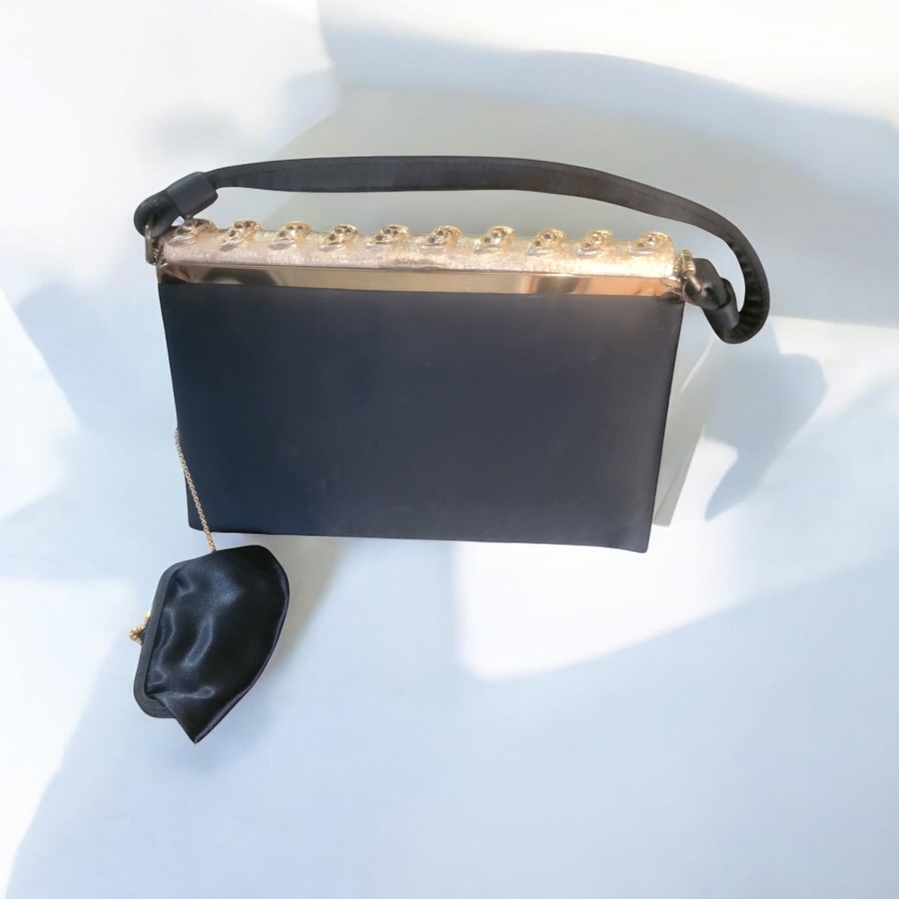 Vintage After Five Black Evening Purse with change Purse